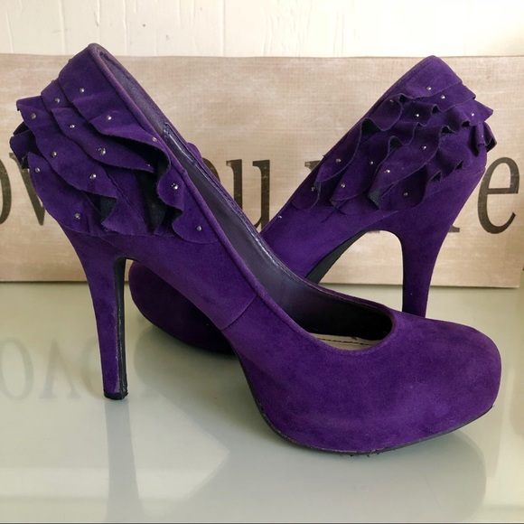 Bamboo Purple Rhinestone High Heels - 10 - Picture 7 of 8